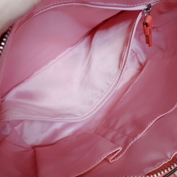 Coach Signature Stitch Patent Leather Tote Shoulder Bag Mango/Coral/Orange NWT - Picture 9 of 12